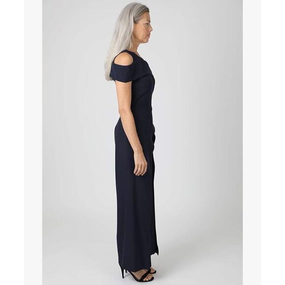 NWT Marina One Navy Blue Shoulder Jumpsuit Size 12 Made in USA - Picture 2 of 11